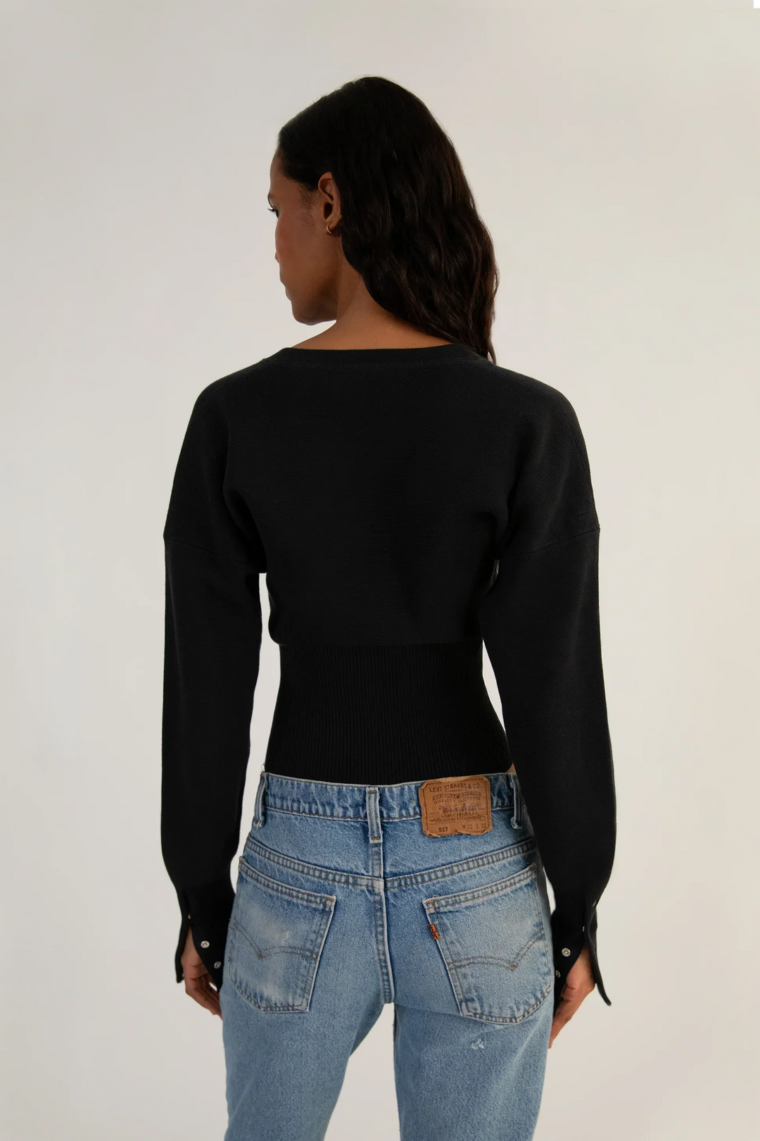 Women’s Fitted Button-Up Cardigan | Long Sleeve Cropped Knit Top