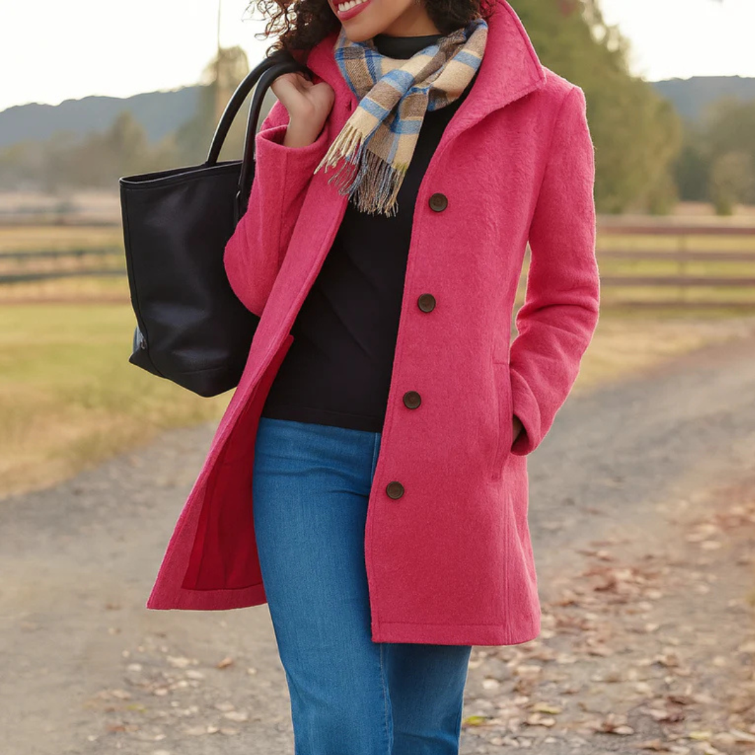 Women's Classic Winter Coat with Front Button Placket