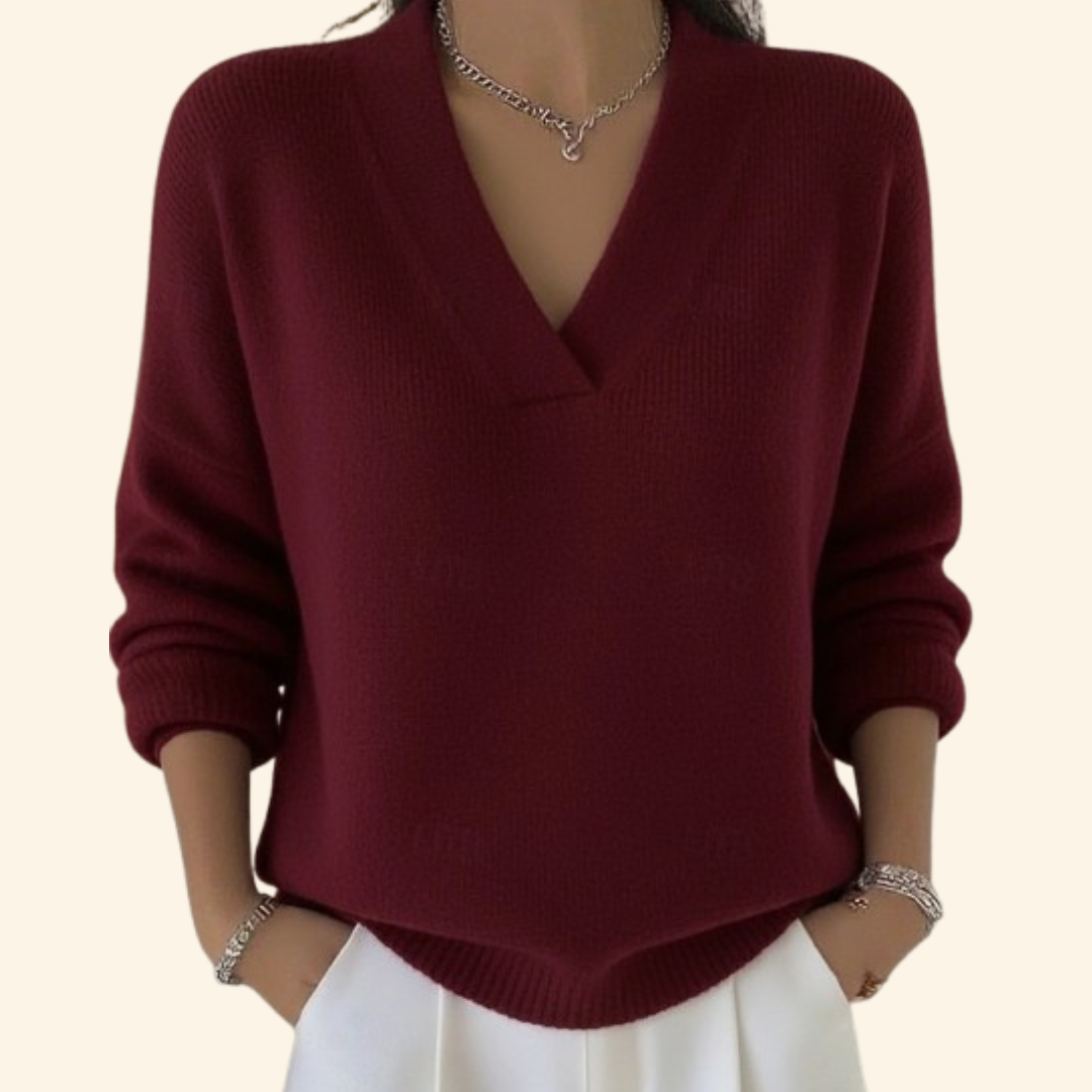 Women's Relaxed V-Neck Knit Jumper