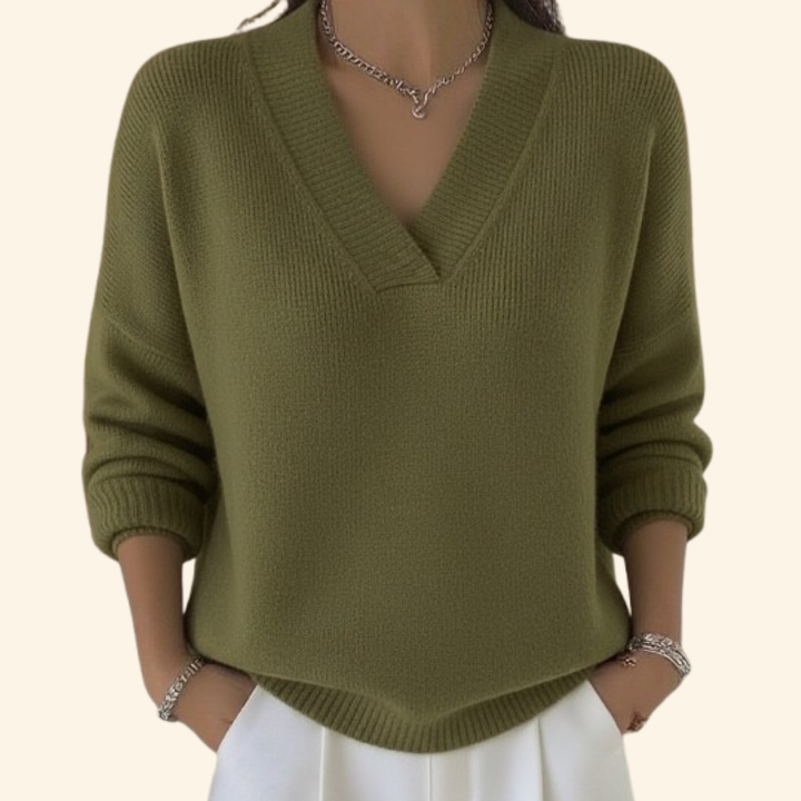 Women's Relaxed V-Neck Knit Jumper