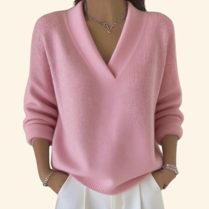 Women's Relaxed V-Neck Knit Jumper