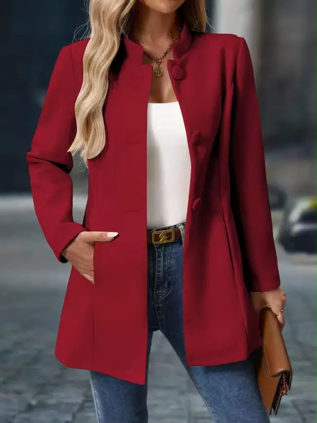 Wool-Effect Stand Collar Coat