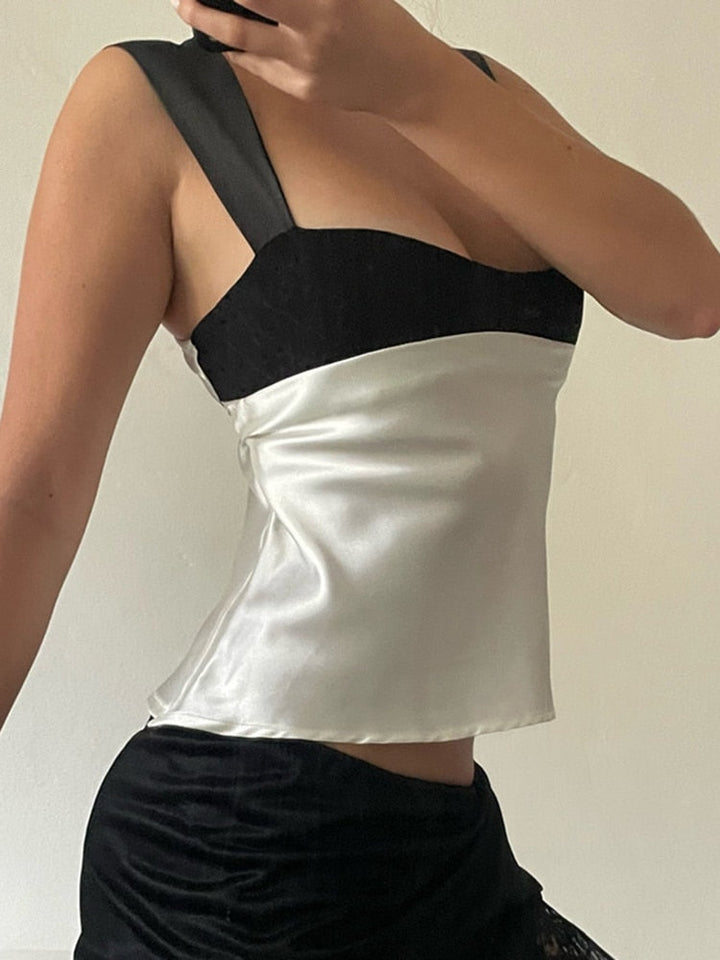 Chic Satin Cropped Vest Top