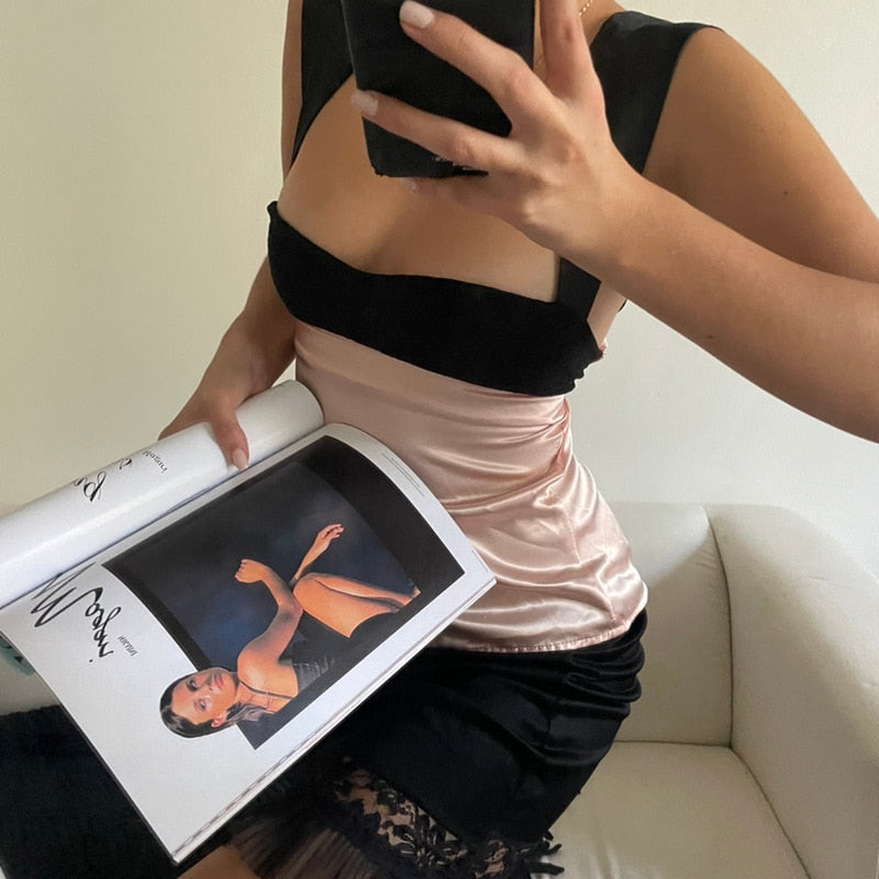 Chic Satin Cropped Vest Top