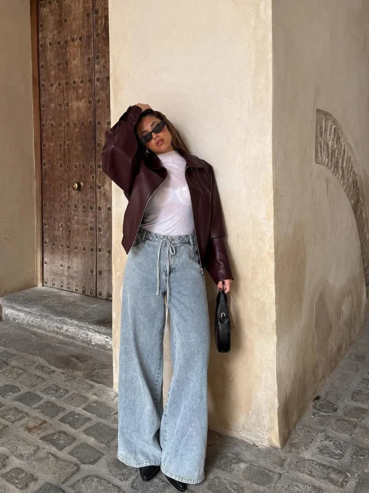 Oversized Waist-Length Leather Jacket