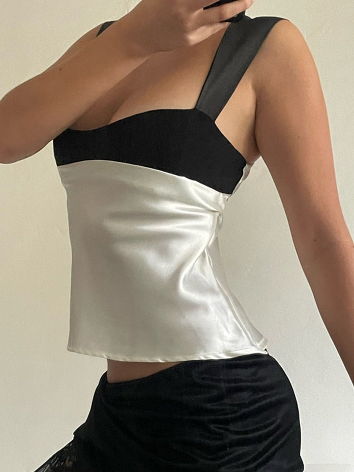 Chic Satin Cropped Vest Top