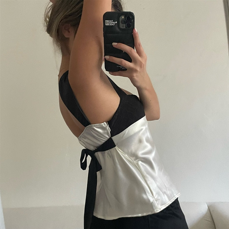 Chic Satin Cropped Vest Top