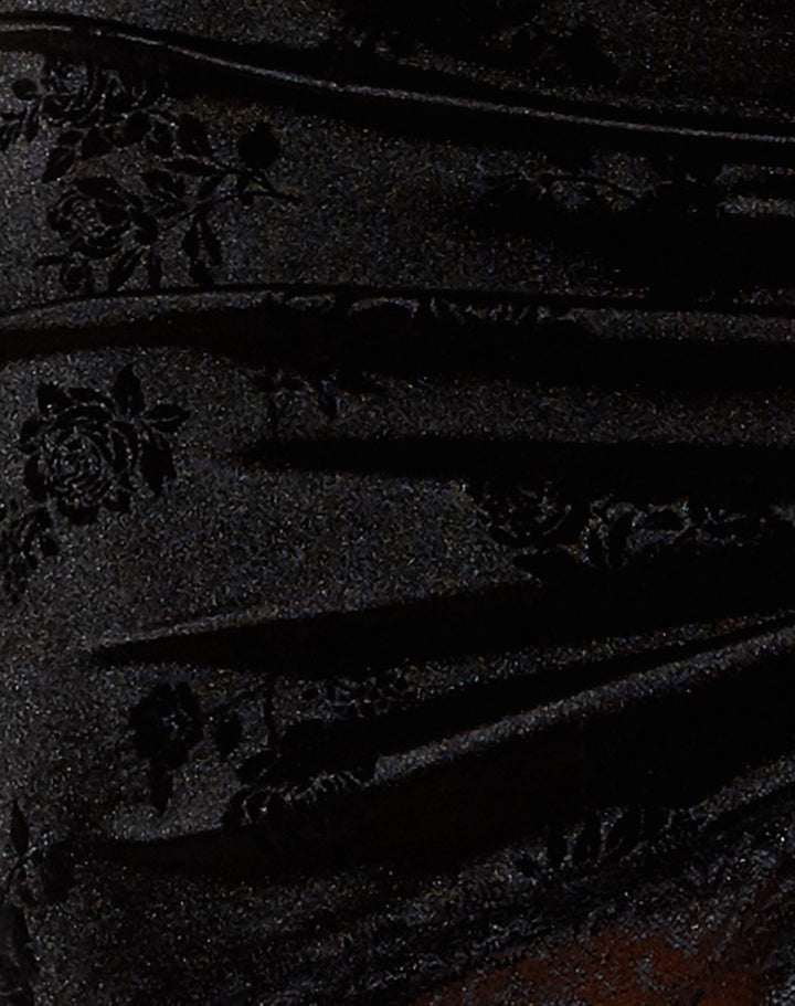 Satin Lace Trim Mini Dress with Ruched Detail