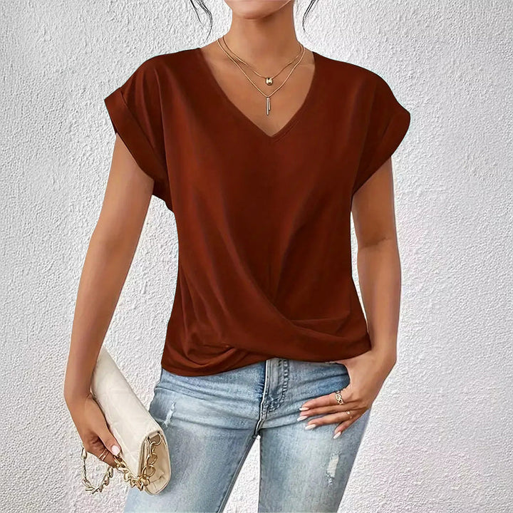 Casual Top with Draped Front for Women
