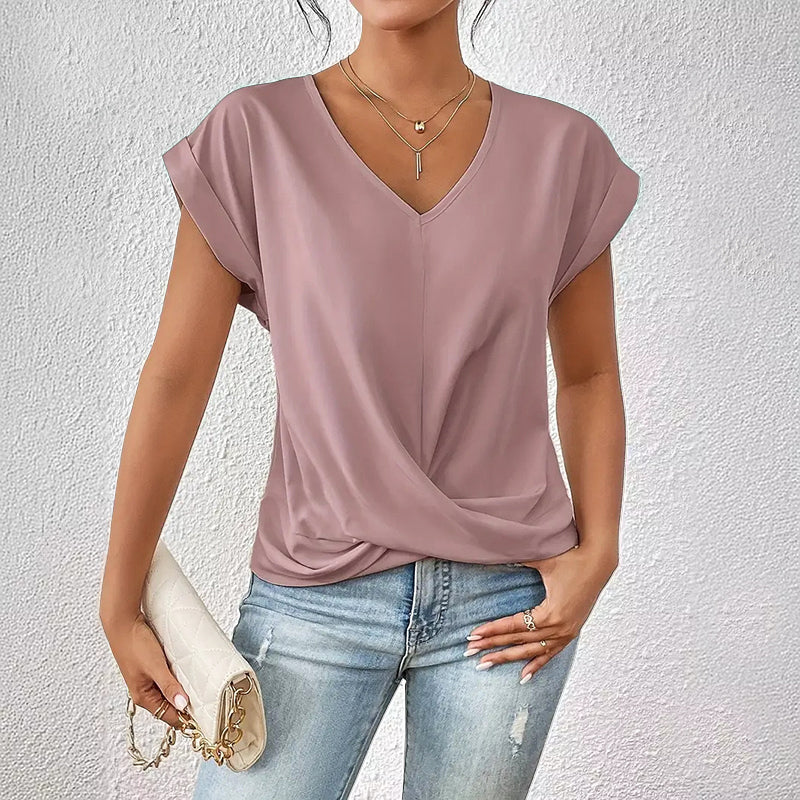 Casual Top with Draped Front for Women