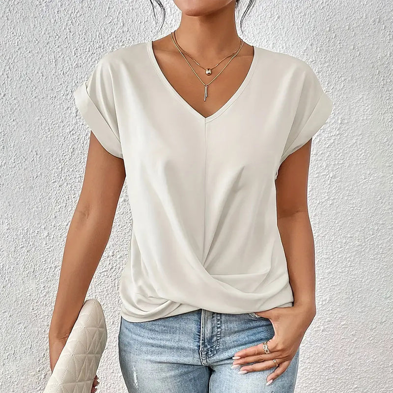 Casual Top with Draped Front for Women
