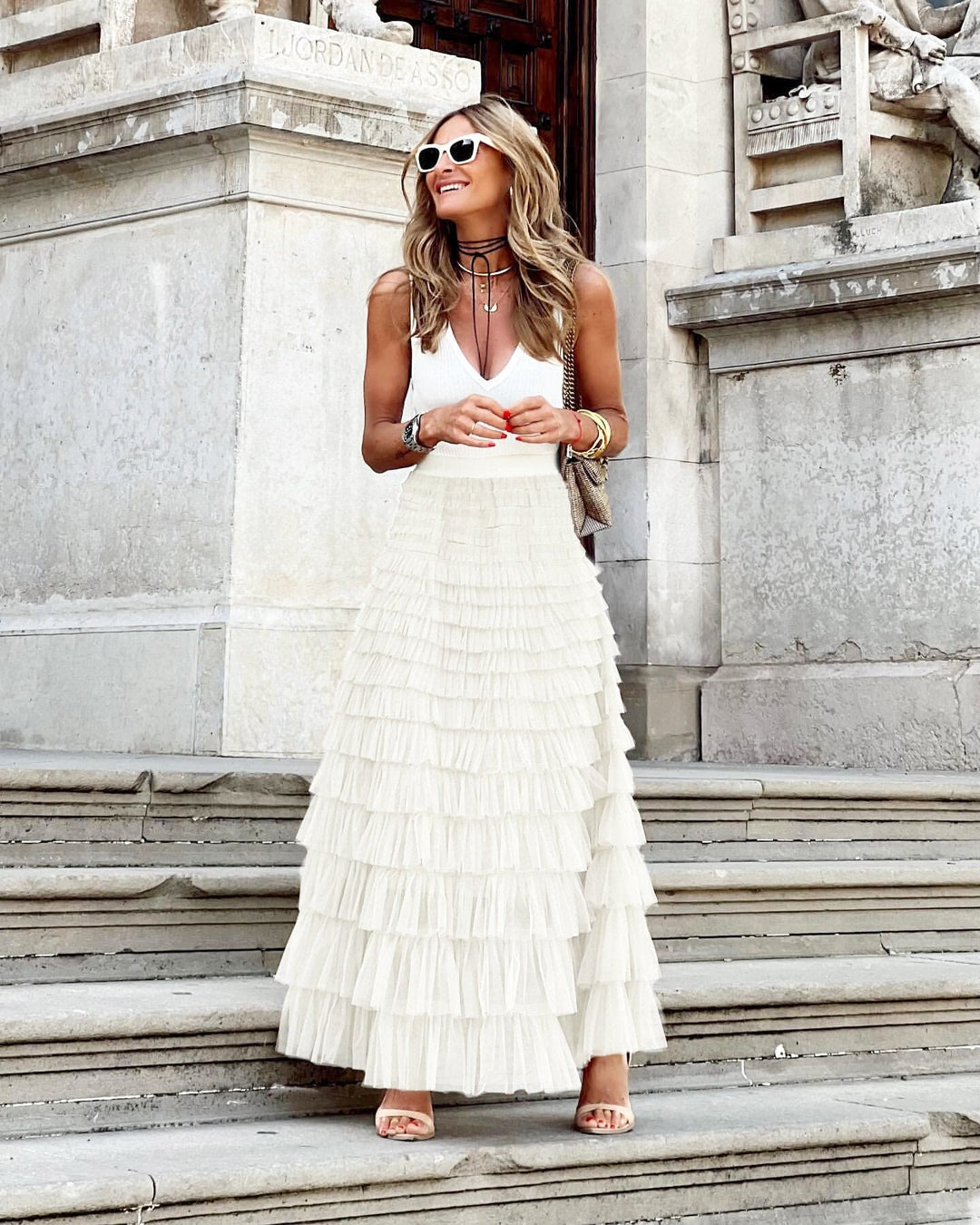 Theresa Layered Tulle Midi Skirt