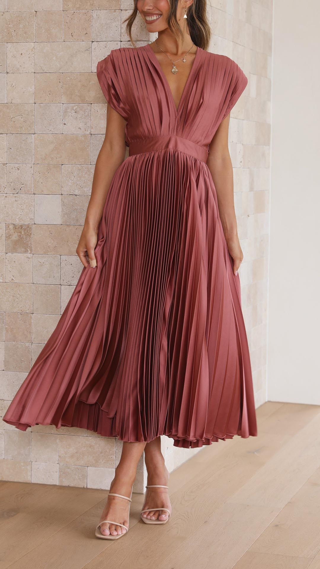 Pleated Maxi Dress with Elegant Flow