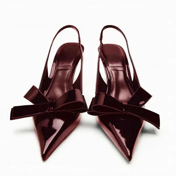 Bow Slingback Heels with Pointed Toe