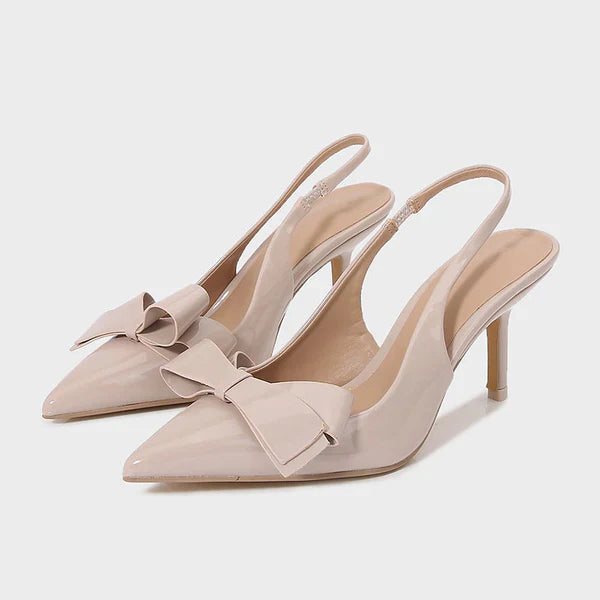 Bow Slingback Heels with Pointed Toe