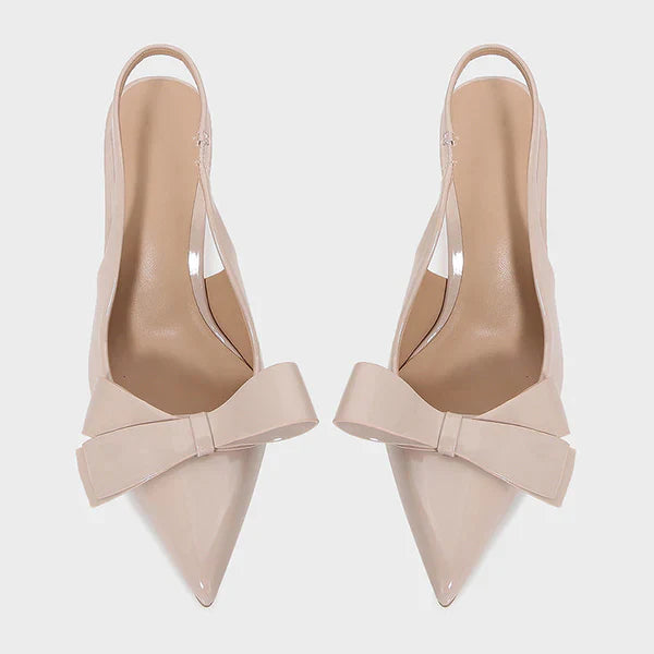 Bow Slingback Heels with Pointed Toe
