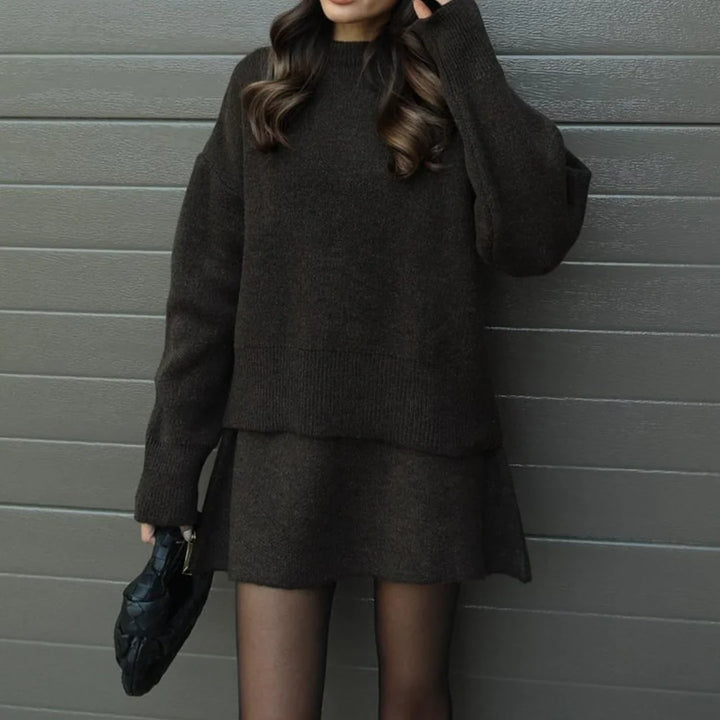 Elegant Sweater & Skirt Co-Ord Set - Two-Piece Knit Set