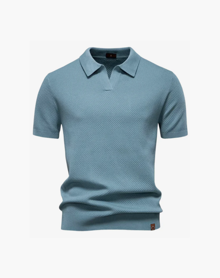 Open-Collar Pointelle Knit Polo
