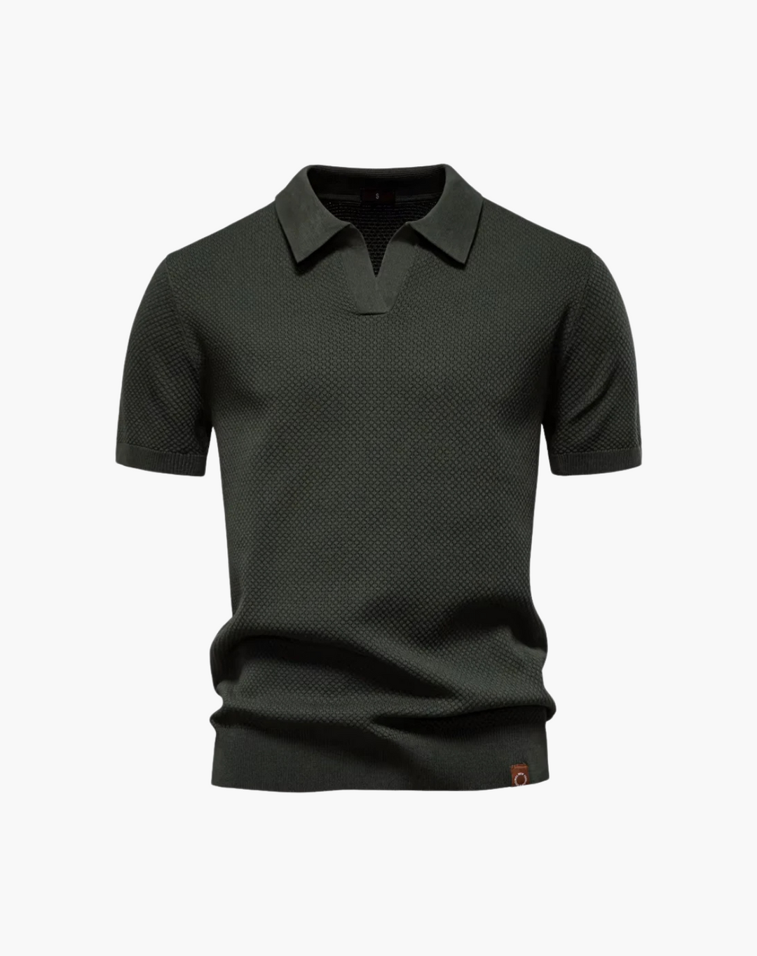 Open-Collar Pointelle Knit Polo