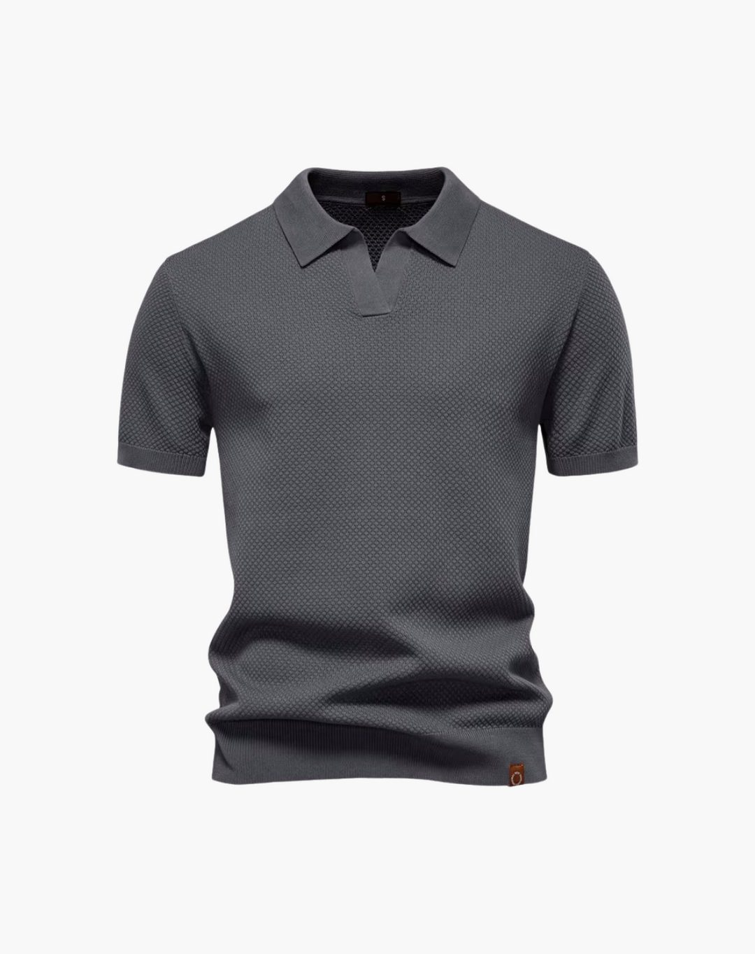 Open-Collar Pointelle Knit Polo