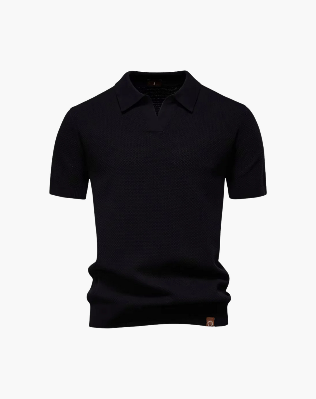 Open-Collar Pointelle Knit Polo