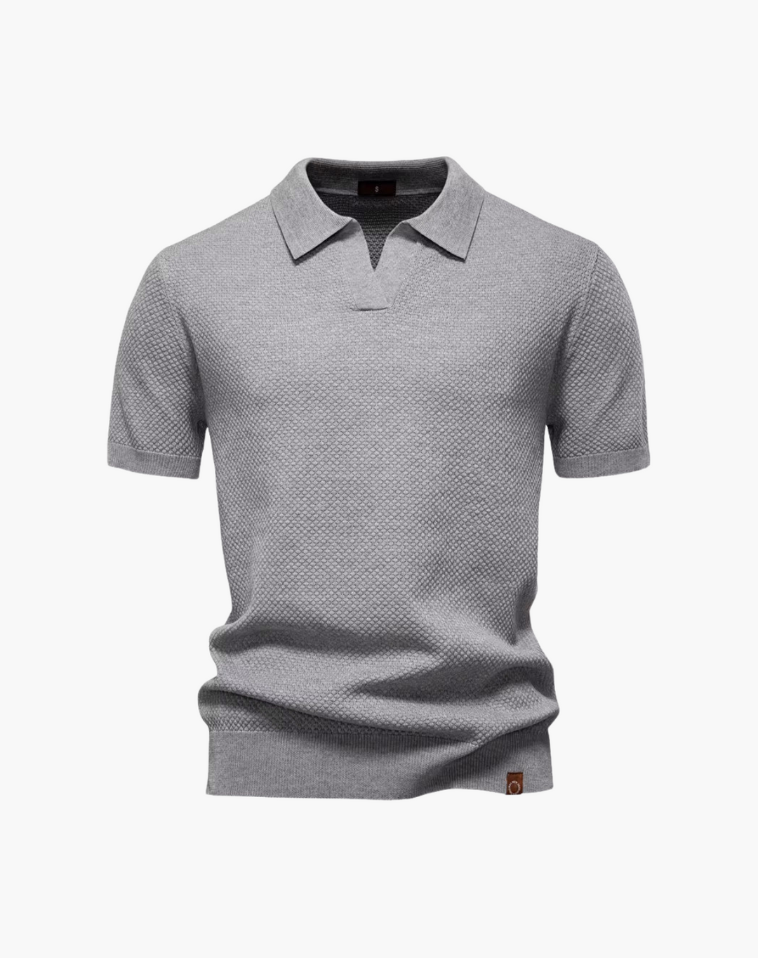 Open-Collar Pointelle Knit Polo