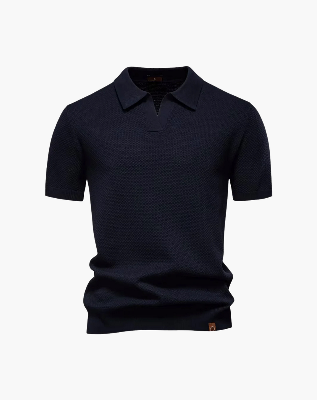 Open-Collar Pointelle Knit Polo