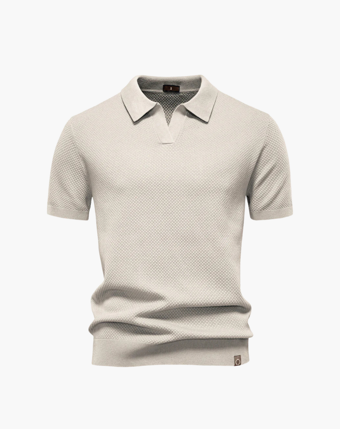 Open-Collar Pointelle Knit Polo