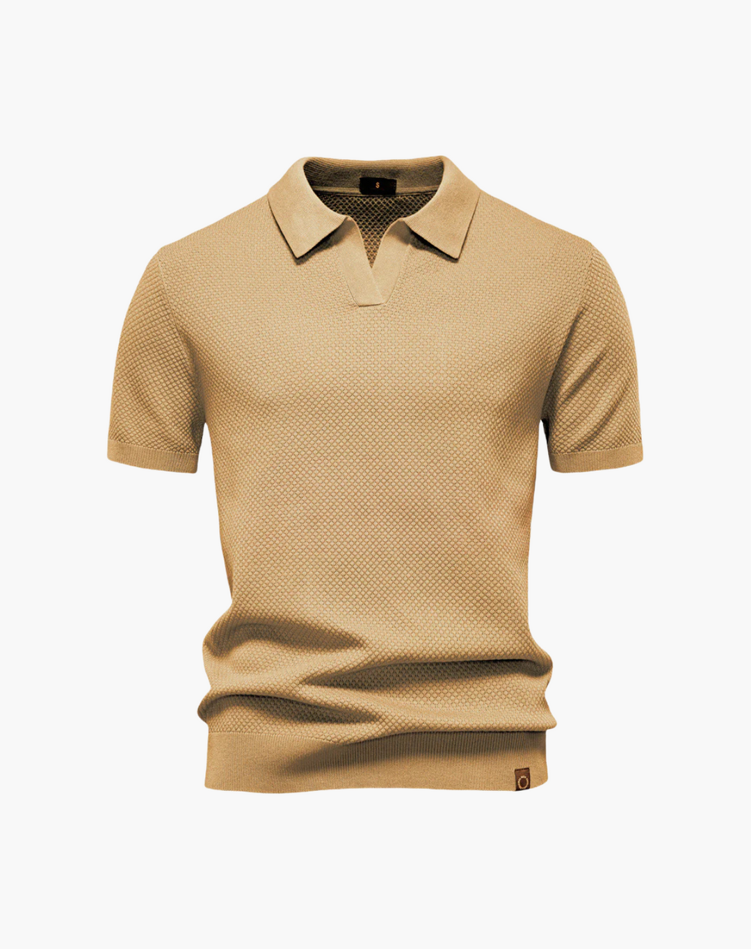Open-Collar Pointelle Knit Polo