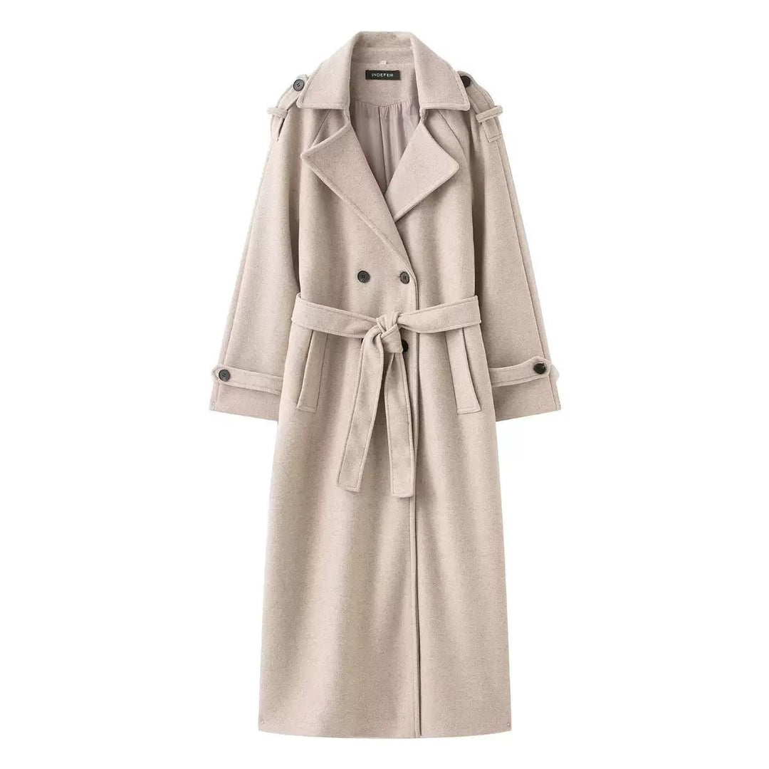 Women's Wool-Effect Double-Breasted Trench Coat