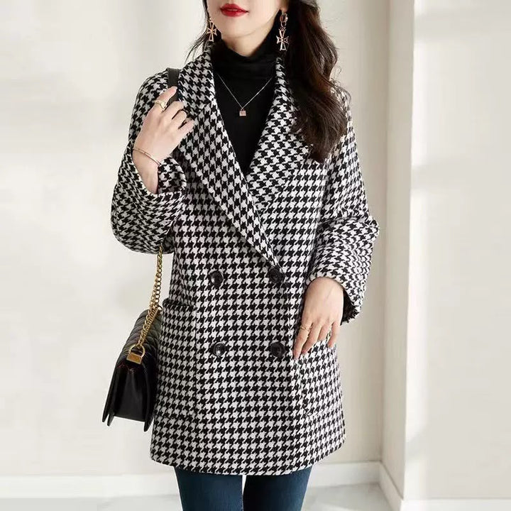 Women's Wool-Effect Houndstooth Blazer Coat