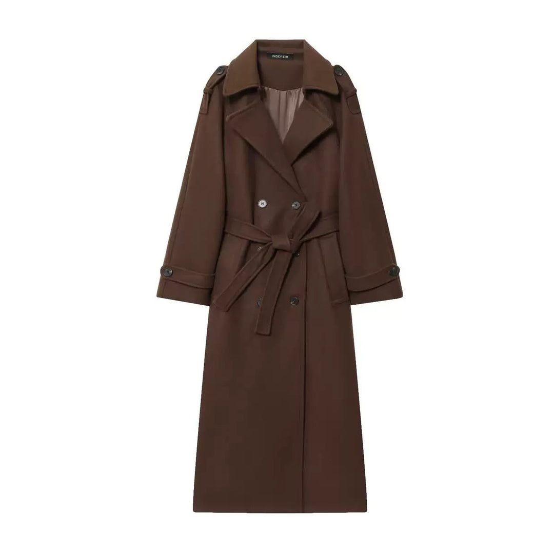 Women's Wool-Effect Double-Breasted Trench Coat