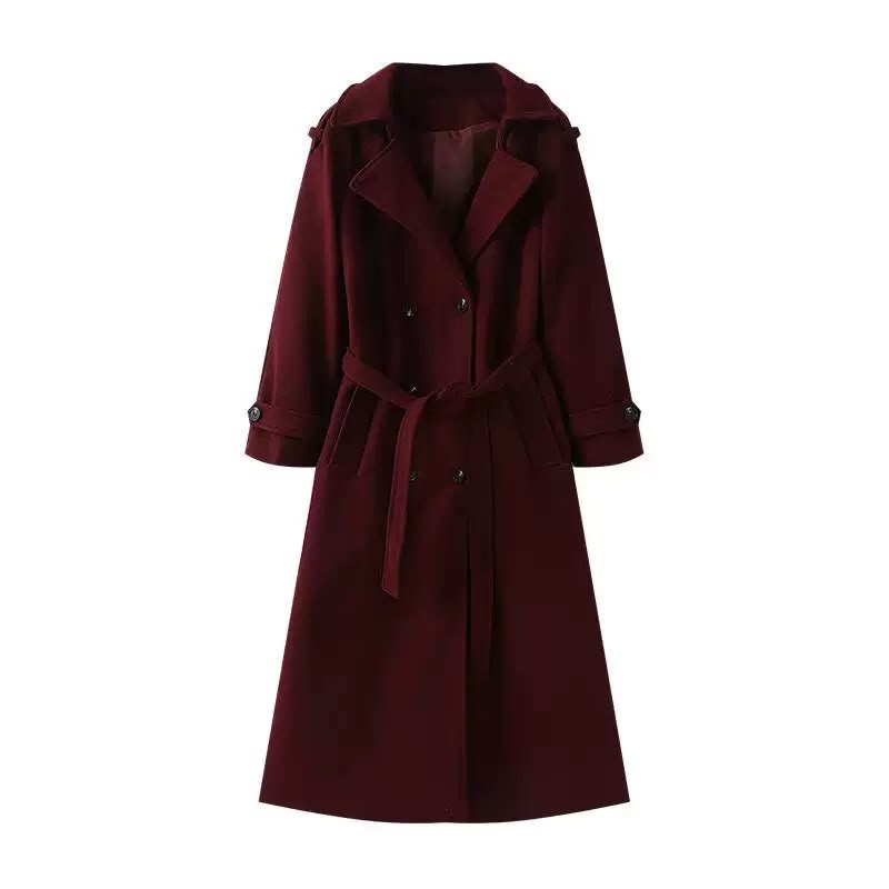 Women's Wool-Effect Double-Breasted Trench Coat