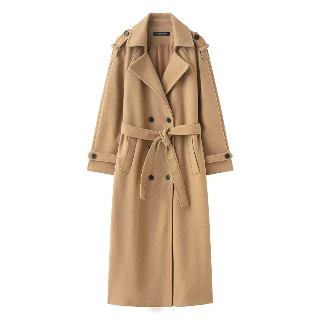 Women's Wool-Effect Double-Breasted Trench Coat