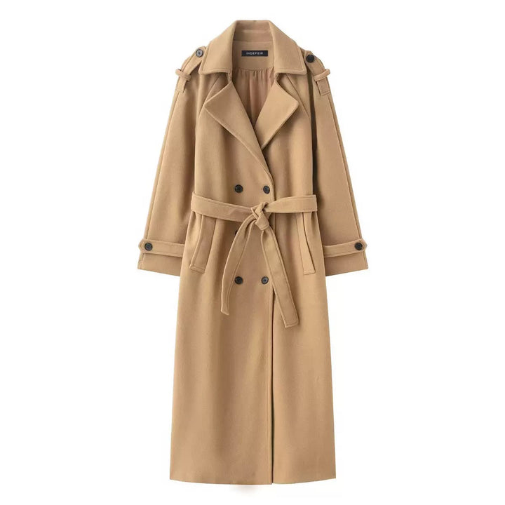 Women's Wool-Effect Double-Breasted Trench Coat