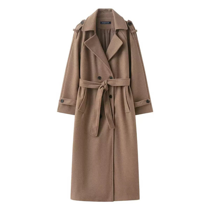 Women's Wool-Effect Double-Breasted Trench Coat