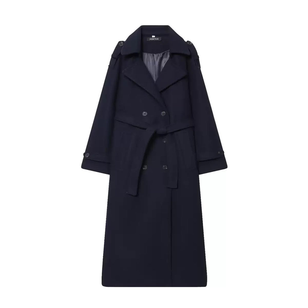 Women's Wool-Effect Double-Breasted Trench Coat