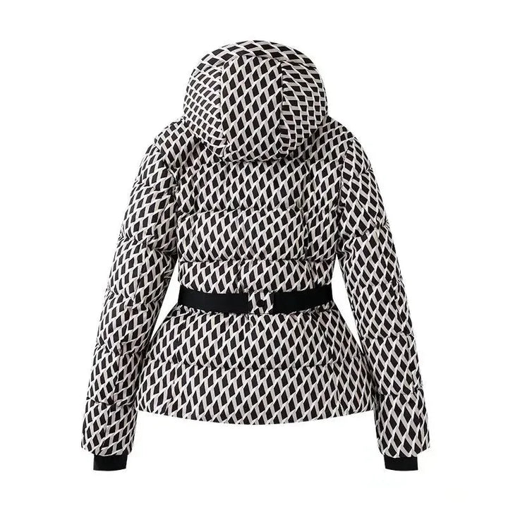 Women's Belted Puffer Jacket with Hood
