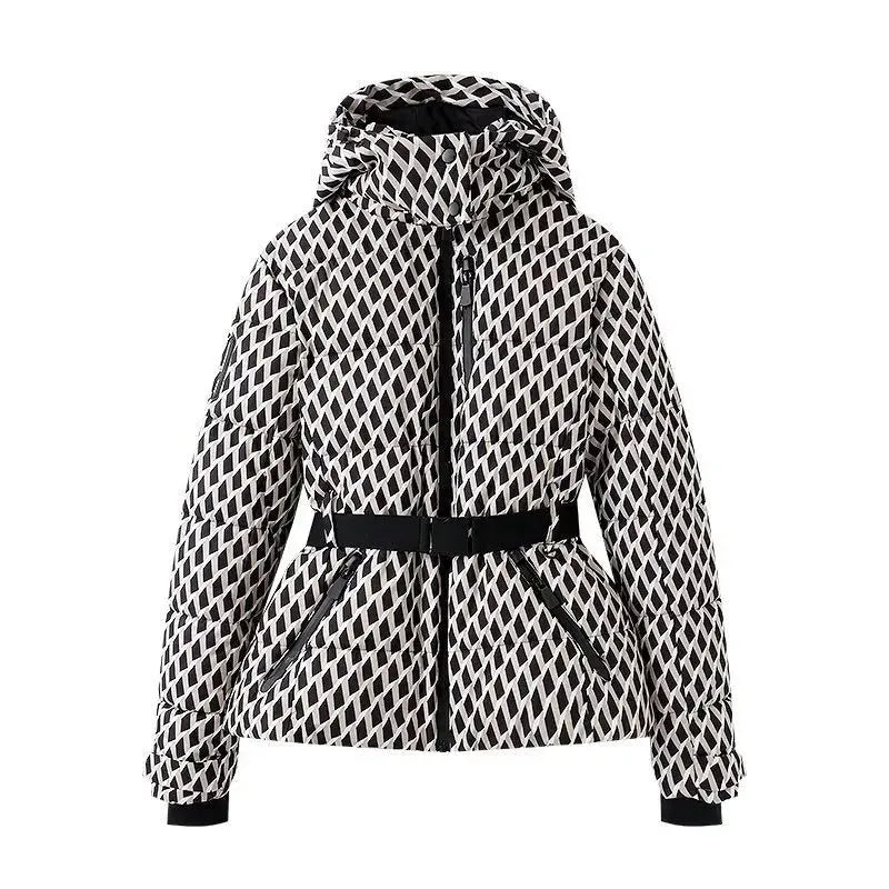 Women's Belted Puffer Jacket with Hood