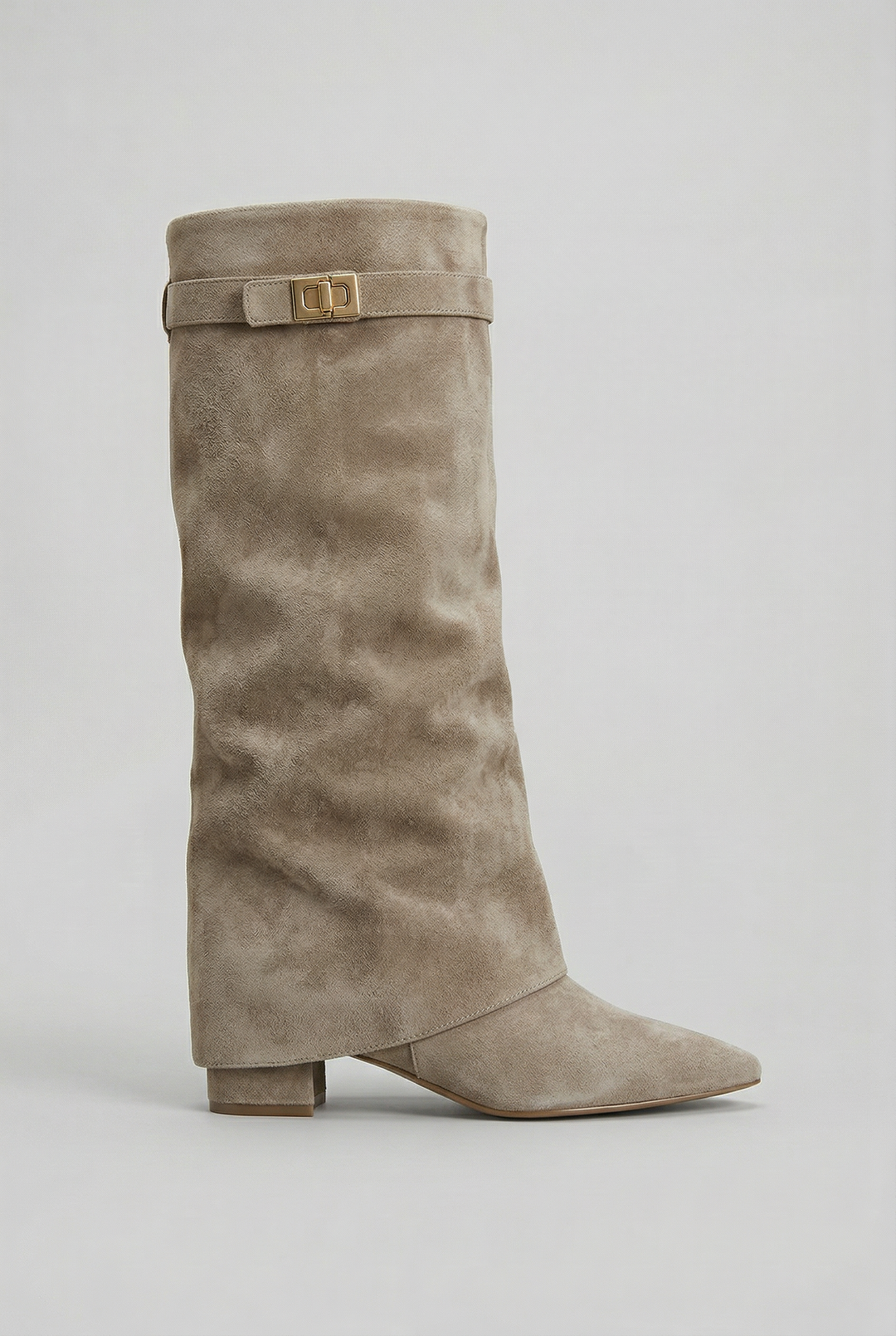 Women's Suede Knee-High Block Heel Boots