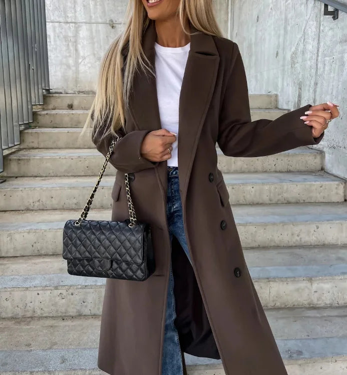 Women's Wool-Effect Longline Trench Coat