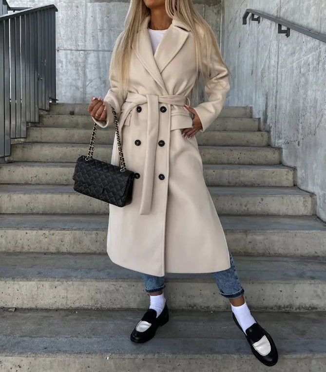 Women's Wool-Effect Longline Trench Coat