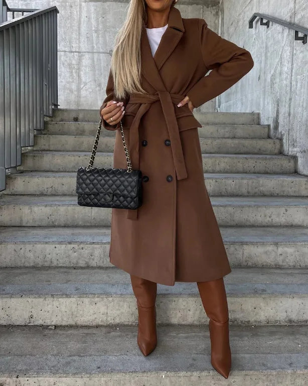 Women's Wool-Effect Longline Trench Coat