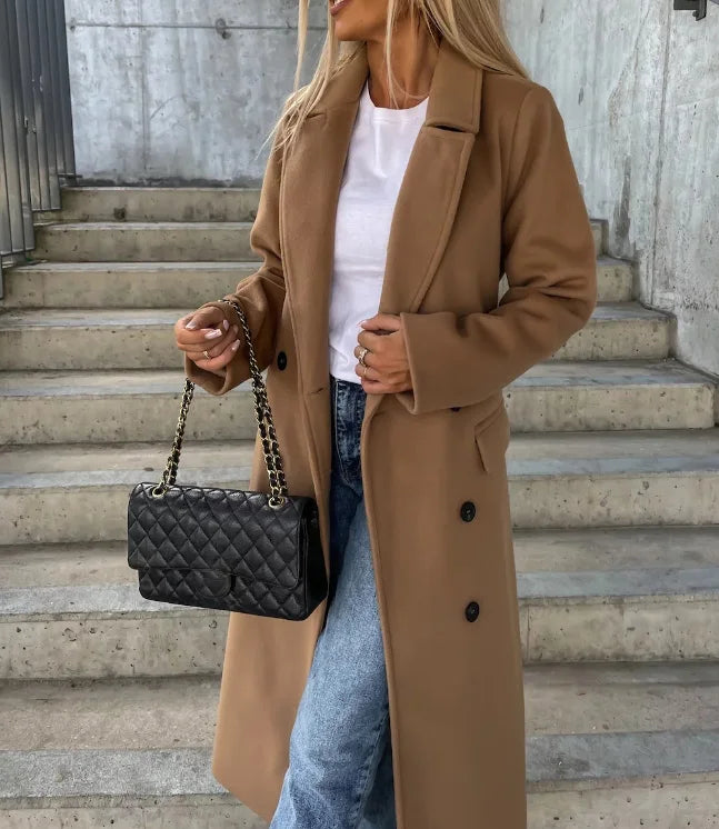 Women's Wool-Effect Longline Trench Coat