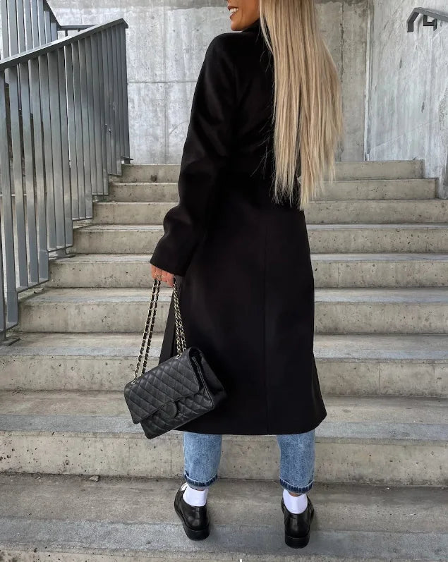 Women's Wool-Effect Longline Trench Coat