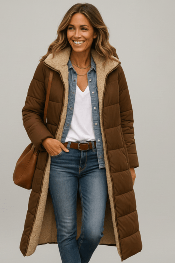 Women's Longline Quilted Puffer Coat