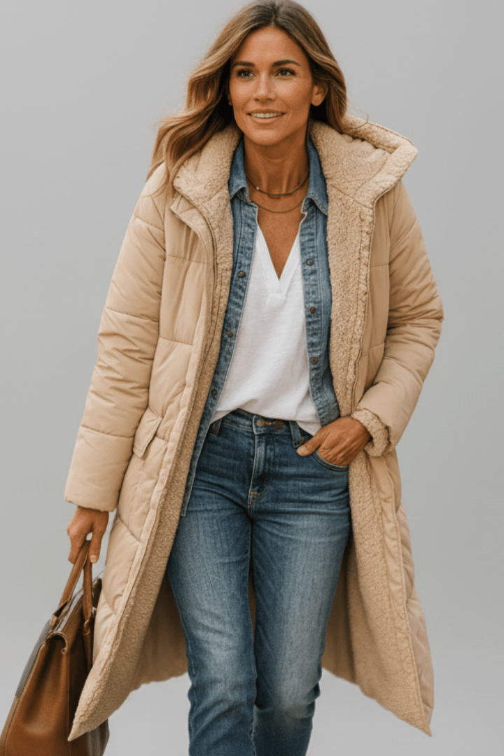 Women's Longline Quilted Puffer Coat