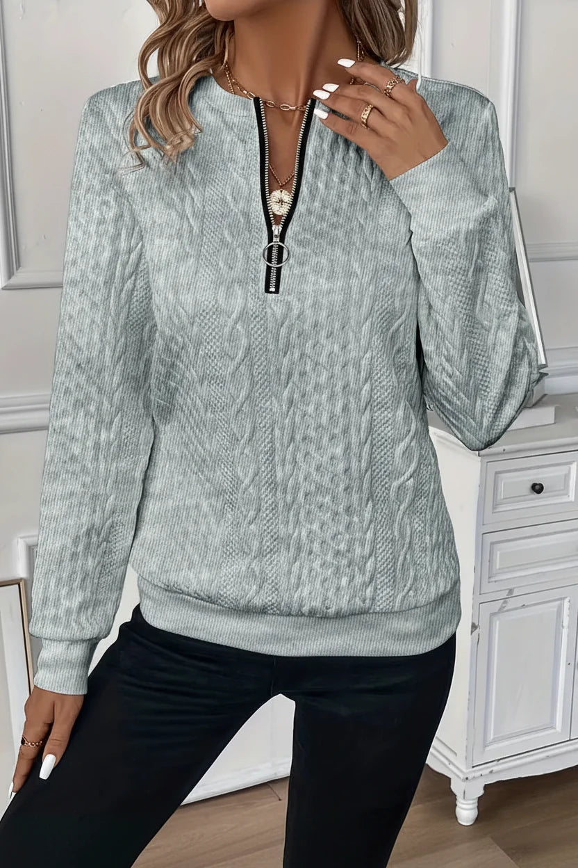 Women's Cable-Texture Half-Zip Sweater
