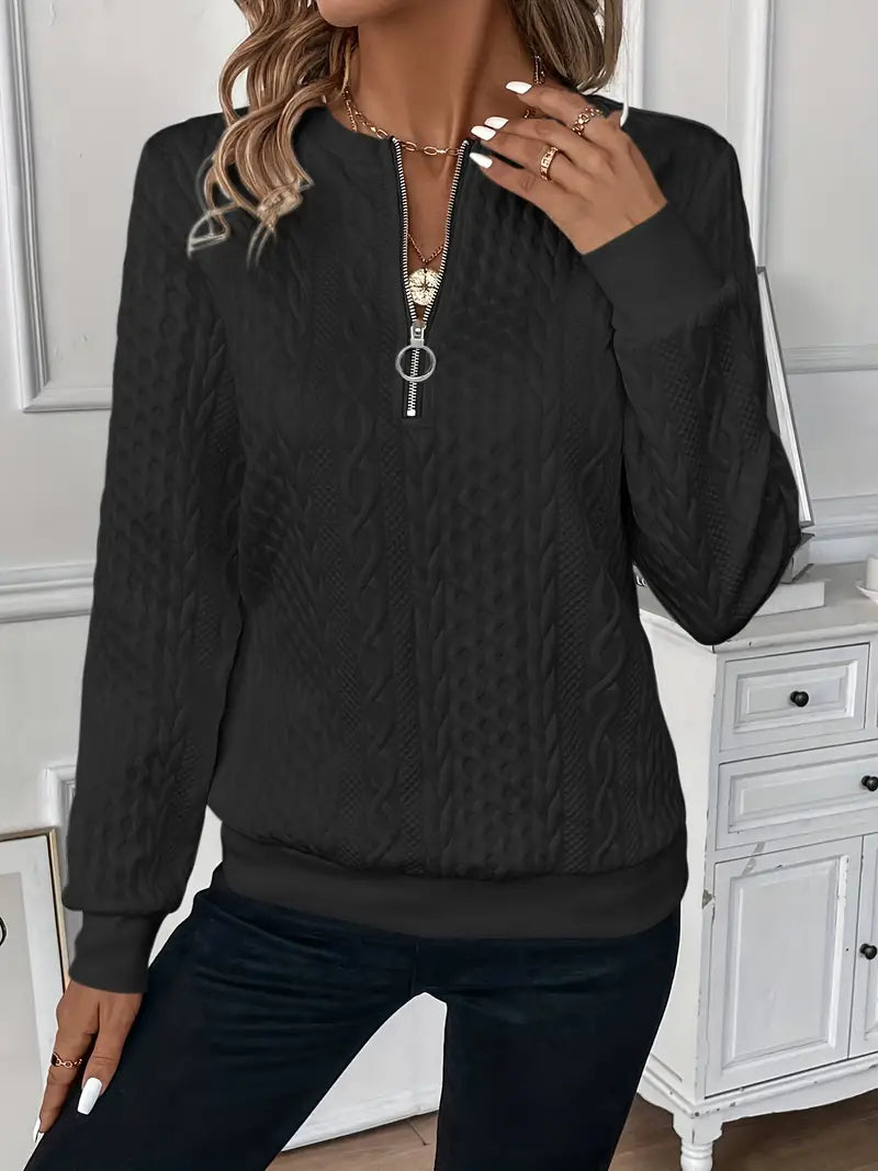 Women's Cable-Texture Half-Zip Sweater