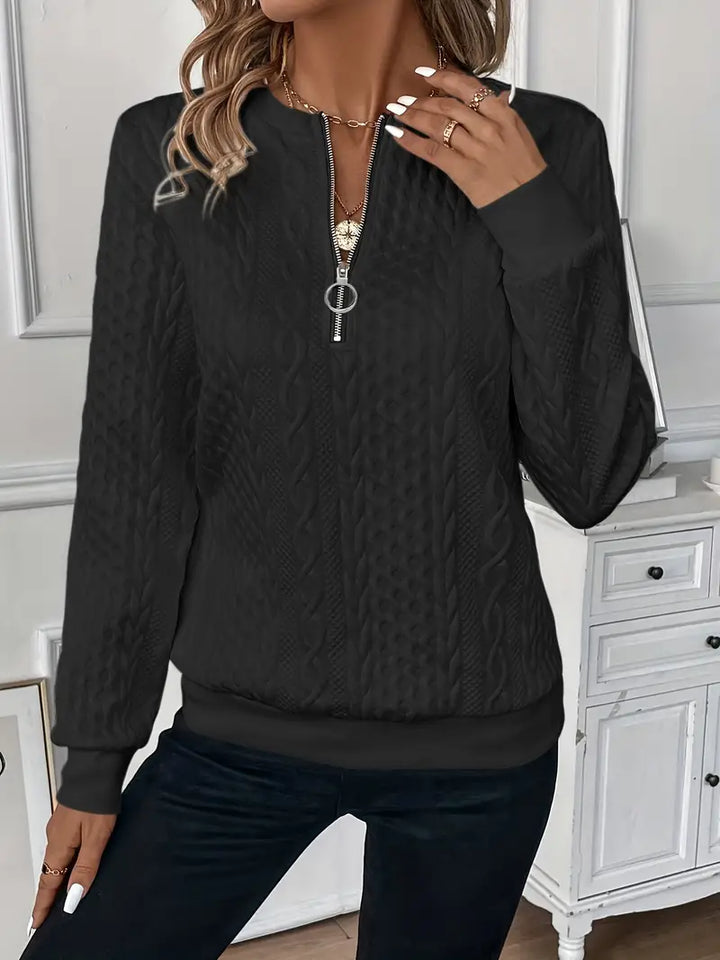 Women's Cable-Texture Half-Zip Sweater